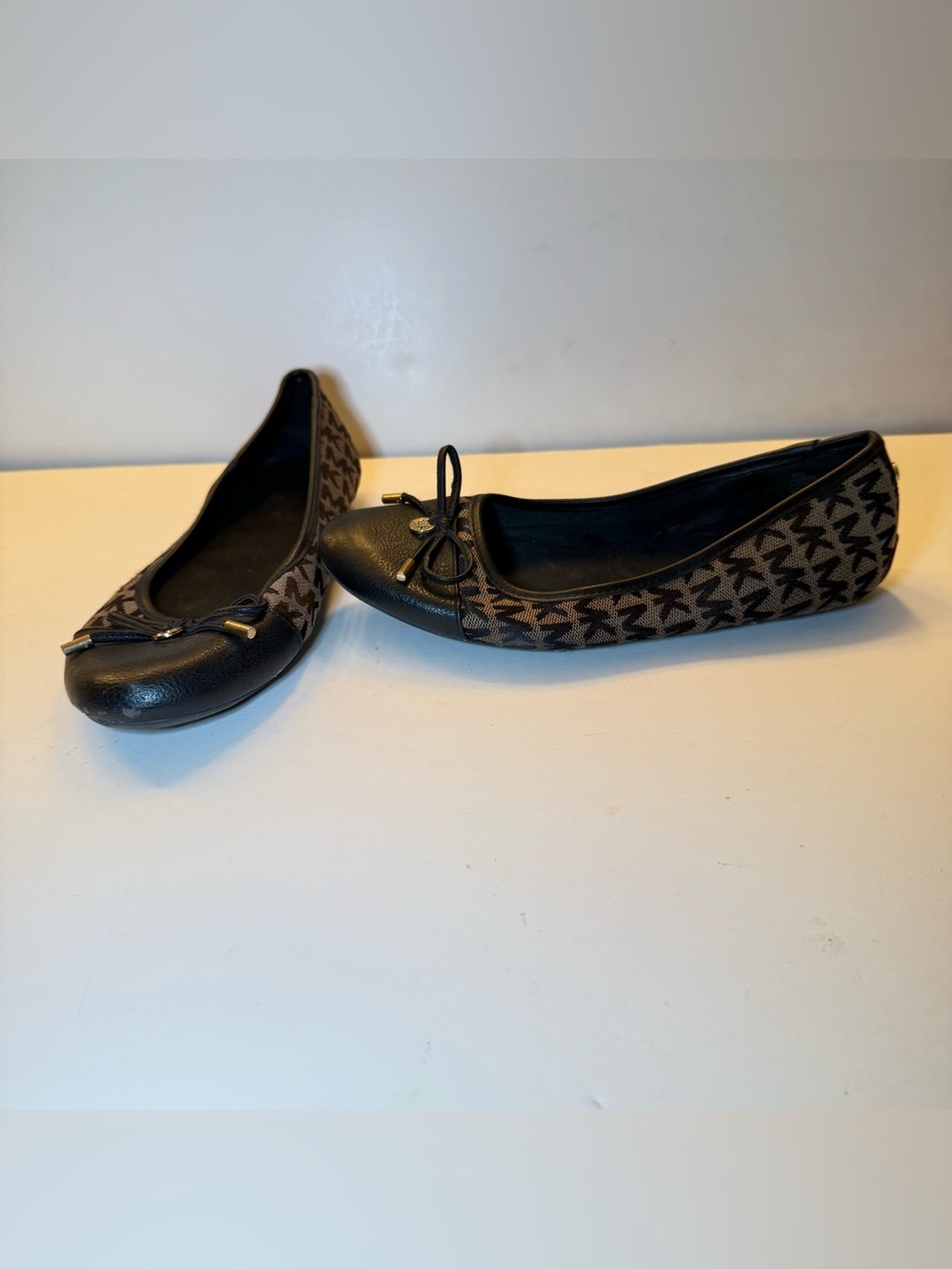 Michael Kors Black & Brown Logo Ballet Flats